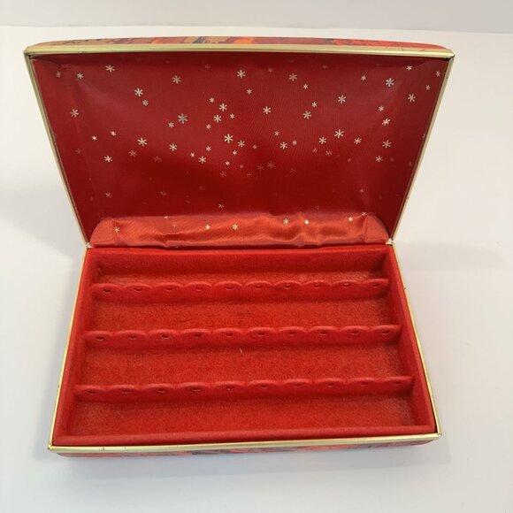 Vintage 1960s Red Clutch Cosmetic Jewelry Purse Vanity Storage MCM Decor - Picture 8 of 8